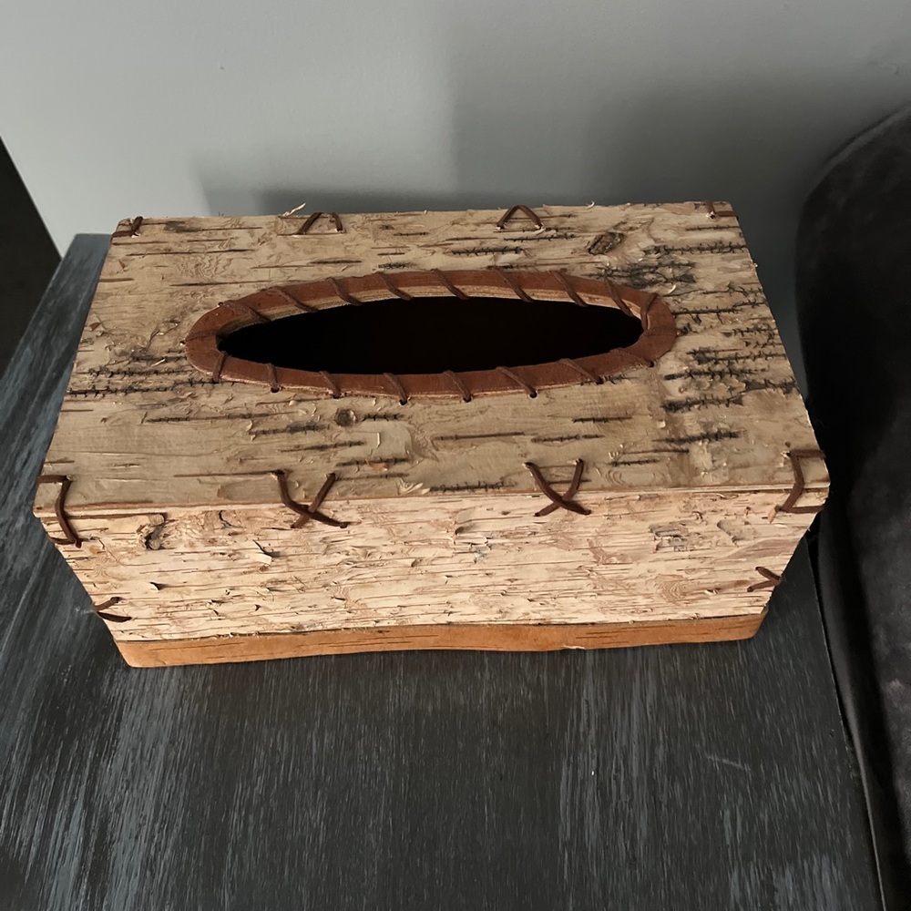 Handmade Birch Rustic Wooden Tissue Box Cover brown tan wood